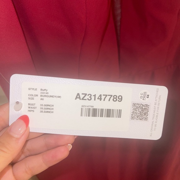 Azazie Buffy Bridesmaid Dress- Burgundy, A6 - Picture 3 of 4